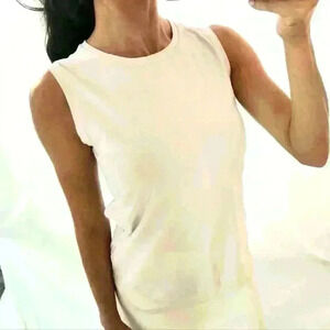 Athleta Tank Top light pink cream white running yoga gym Sleeveless crewneck